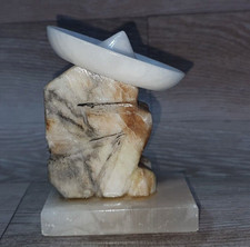 Mexican Man Sleeping Siesta   W/ Sombrero Hat Onyx Alabaster 4 1/2 inch Ornament
