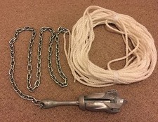 2.5KG grapnel  boat anchor kit 2m 6mm chain 100ft 7mm rope rib sailing 2.5 kg