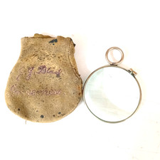 ANTIQUE MONOCLE MAGNIFYING GLASS cOLLECTABLE IN POUCH