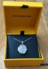 Goldsmiths Silver Cubic Zirconia Oval Locket