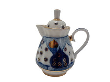 Imperial Porcelain Lomonosov Blue and Gold Teapot Made in Russia Approx 12cm H