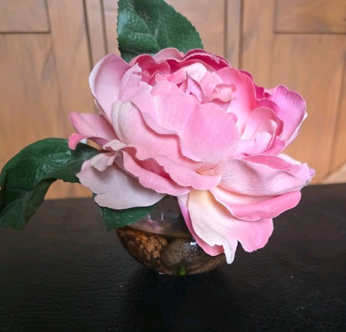 Faux pink peony flower - faux, still