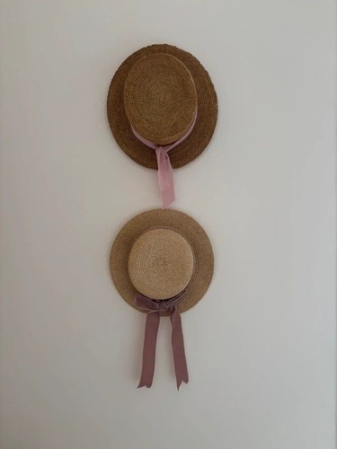 Vintage straw boater hat decor
