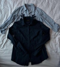 Paul Costelloe Black Label Navy Shirt /Select Blue with Flowers Shirt Size 10