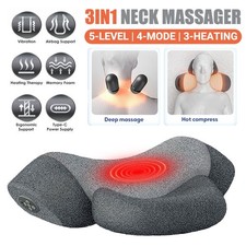 Rechargeable Pillow Massage Neck Hump Traction Massager with Heat & Vibration