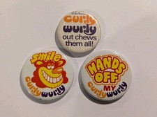 Curly Wurly Vintage Pin Badges Lot Of 3