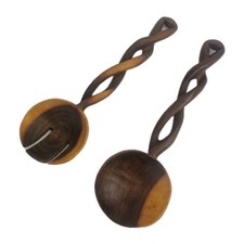 Hand Carved Wood Fork & Spoon Serving Set Made In Kenya apx 11 inches 