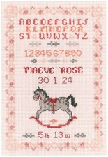 Birth Sampler in pinks for