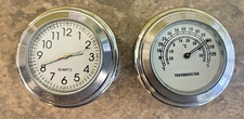 MOTORCYCLE PUSH BIKE HANDLEBAR  CLOCK & THERMOMETER TEMPERATURE GAUGE