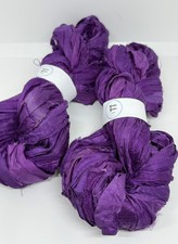 Sari Silk Ribbon, 10m, Weaving, Knitting, Crochet, Fibre Art. Plum