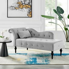 Chaise Lounge Elegant Colourful Velvet Reader's Bedroom Lounge Sofa w/ Wood Legs