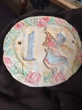 BIN Glazed Handmade House Door Number Plaque Plate Sign Number 1 Unique One