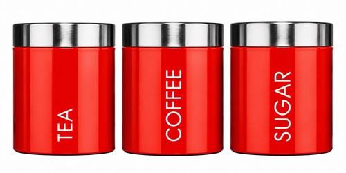 Red tea coffee sugar canister - tea,