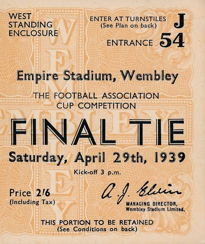 Ticket cup final 1939 - ticket:,