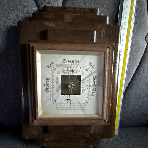 Vintage wooden wall barometer - vintage,