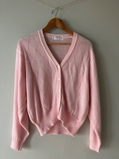 Vintage 1980’s St Michael Acrylic Full Button Cardigan UK 16 Pink Rockabilly