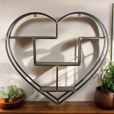 Heart Shelving Unit Wooden & Metal Heart Shaped Home Bedroom Storage Shelves NG