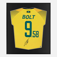 Framed Usain Bolt Signed Shirt, Olympic 100m Memorabilia [Lite]
