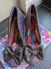 Irregular Choice Women's Nick Of Time Purple Black Glitter Heels Size 40