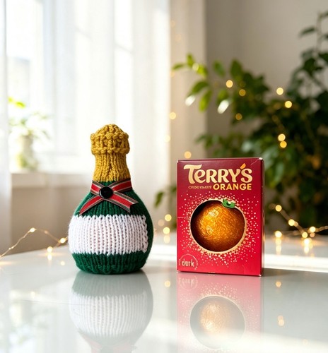 Hand knitted champagne bottle - champagne,