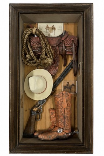 Vtg western shadow box with - western,