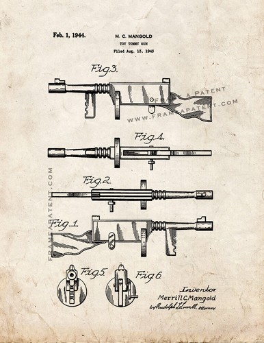 Toy tommy gun patent - toy, old