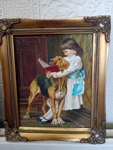 Small painting girl her - of,