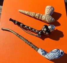 Three Vintage Antique Pipes