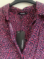 Olsen ladies shirt hearts navy/red uk18 bnwt