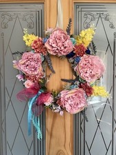 Handmade Artificial Flower Wreath With Bow
