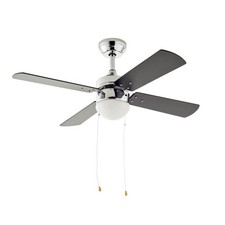 Ceiling Fan with Light Habitat Chrome Black Retro Diner Style 107cm Pull Switch