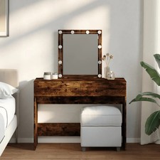Modern Wooden Dressing Table Makeup Vanity Desk Table With Drawers LED Mirror