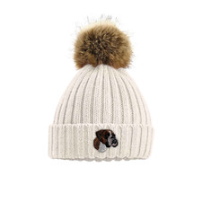 BOXER DOG EMBROIDERED BEANIE FAUX FUR POM POM ADULT FIT 6 COLOURS GIFT BOX