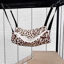 Fluffy Lined Pouch Hammock for Ferret Chinchilla Rat Bed Toy House Cheetah Print