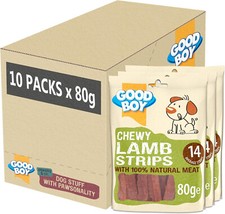 CHEWY LAMB STRIPS TREATS 10 x 80g CASE GOOD BOY NATURAL MEAT DOG CHEWS VALUE