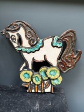 Unusual Mid century Collaford Studio Pottery, Dartmouth, Wall Plaque, Horse
