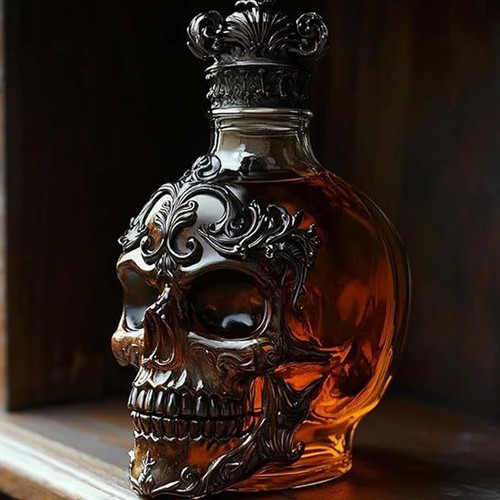 Gothic skull head glass - head, liquor
