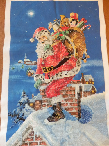 Completed cross stitch santa - completed,