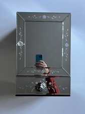 Small Mirrored Cabinet 3 x Shelf  ~ Vintage Looking Mirror Storage Cupboard