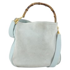 GUCCI Bamboo Hand Bag Suede