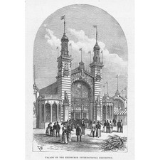 EDINBURGH Facade of the International Exhibition - Antique Print 1890