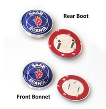 2x Saab Badge 9-3,9-5 Set Boot Blue & Bonnet Front Logo Emblem 68mm Blue