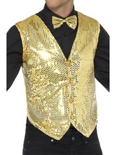 Smiffys Sequin Waistcoat, Gold , Party & Carnival Fancy Dress, Party Dress Up Co