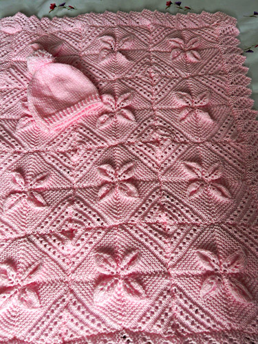 Pink hand knitted baby - pink,