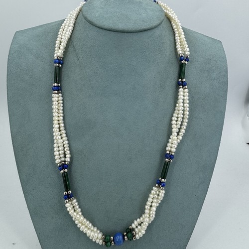 Vintage freshwater pearl lapis - pearl,