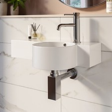 Round Wall Hung Cloakroom Basin with Shelf 550mm - Alcor BeBa_25866