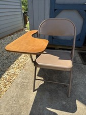 ✨Vintage Norcor USA School Desk Attached Fold Up Metal Chair Combo Adult Size ✨