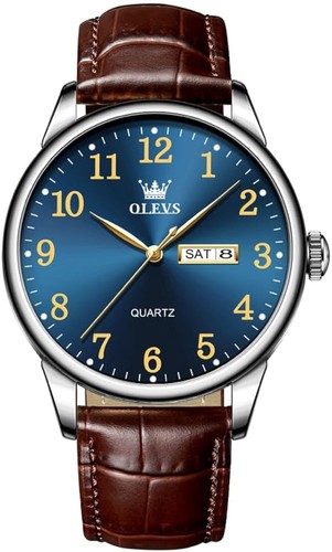 Olevs leather watches - watches, men