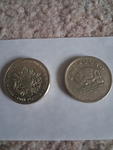 Gibraltar one pound coins - 2x,