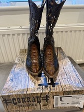 Corral Leather & Python Cross Cutout Cowboy Boots US 9.5